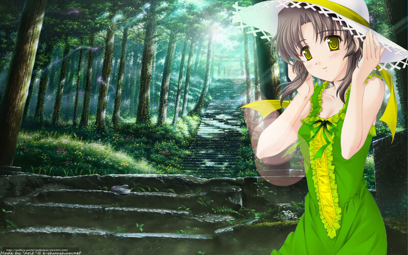 Anime girl in forest