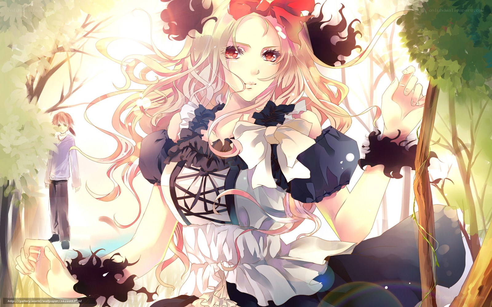 Anime girl in forest