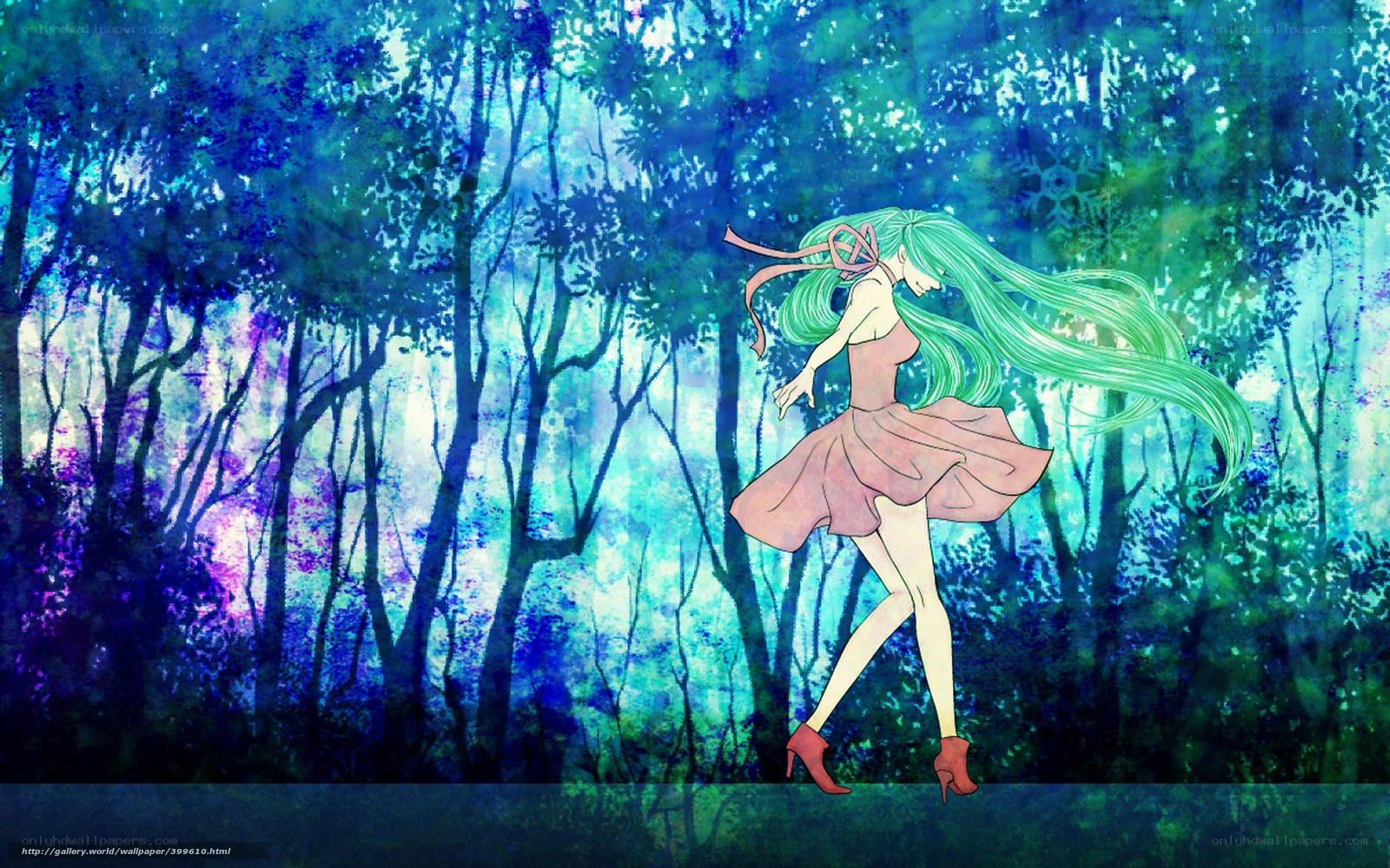 Anime girl in forest