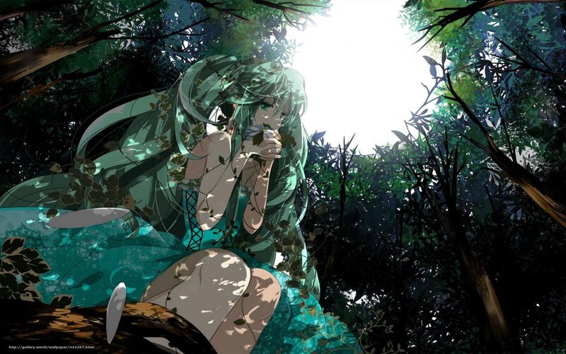 Anime girl in forest