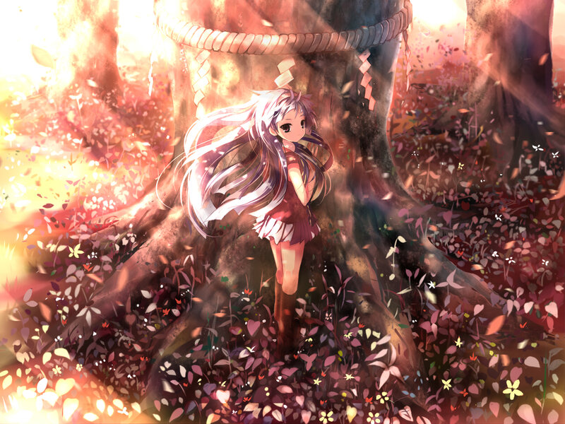 Anime girl in forest