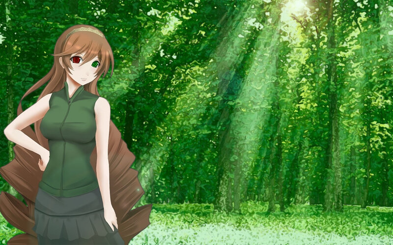 Anime girl in forest