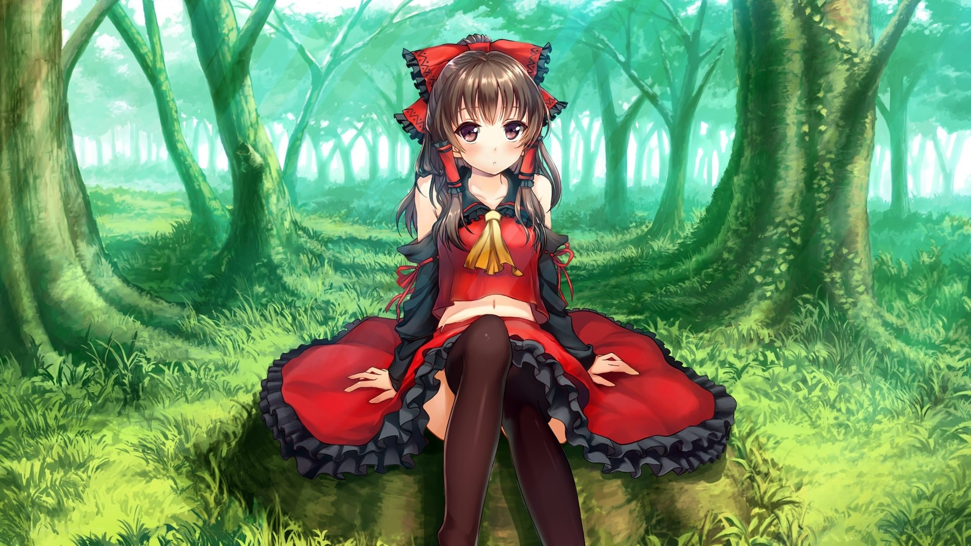 anime girl in forest