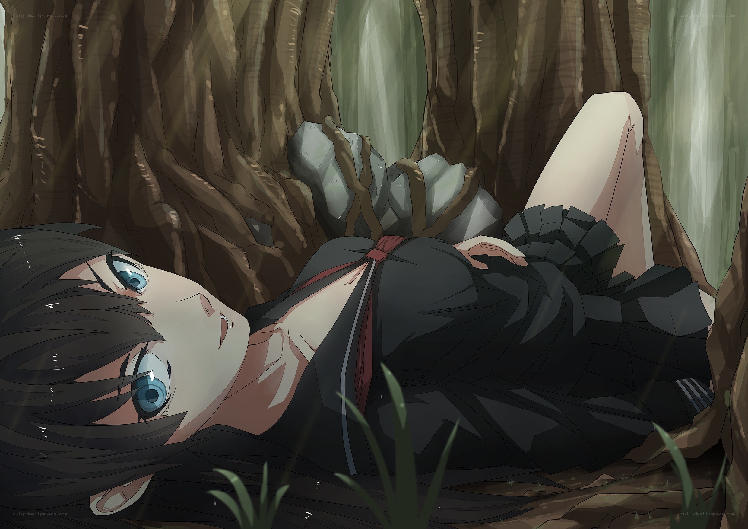 anime girl in forest