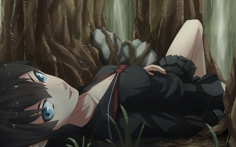 anime girl in forest