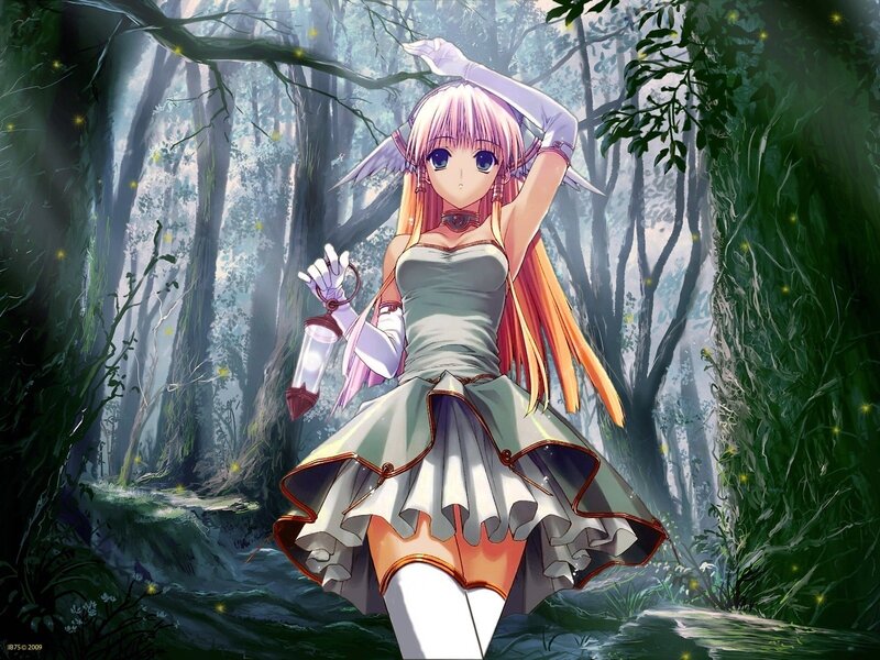 anime girl in forest