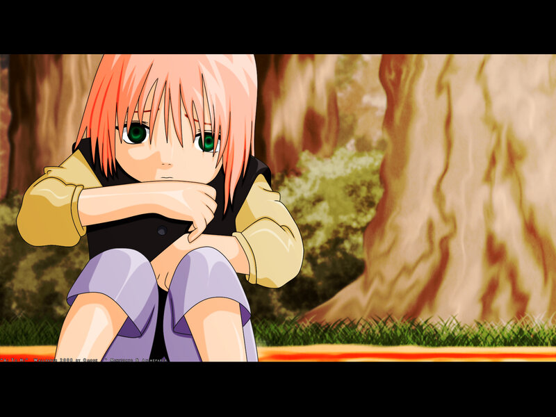 anime girl in forest