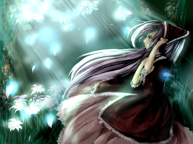 anime girl in forest