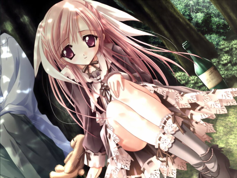Anime girl in forest