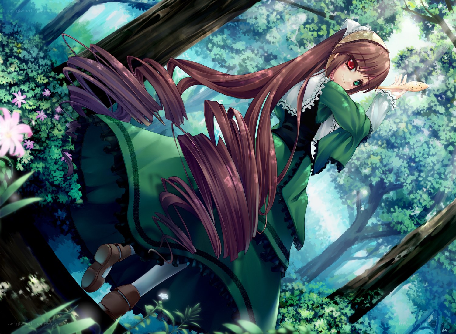 anime girl in forest