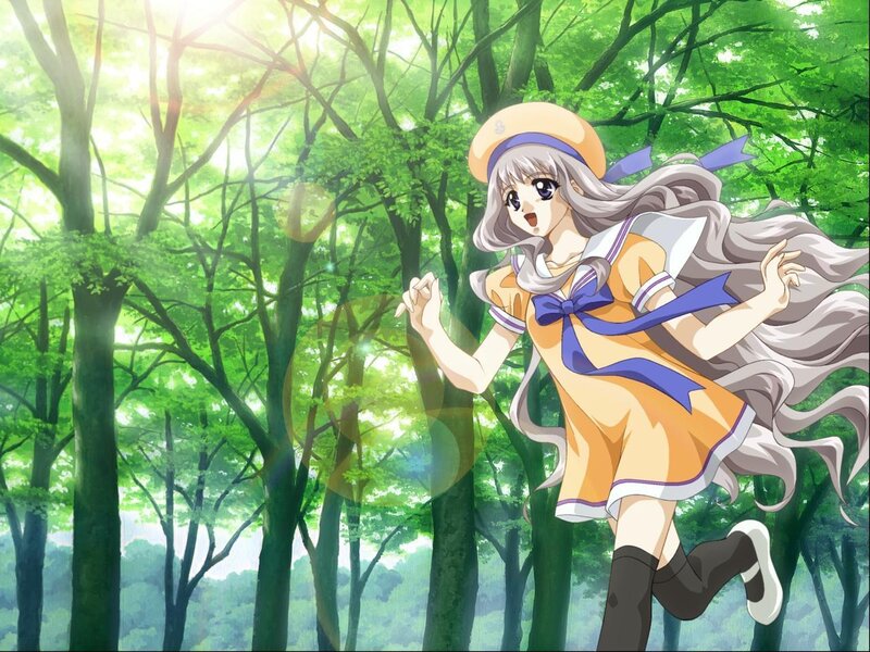 anime girl in forest