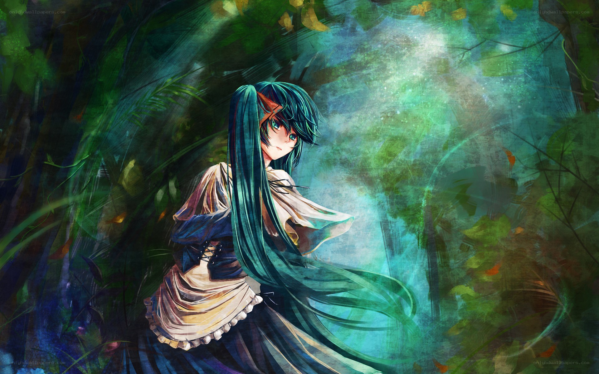 anime girl in forest