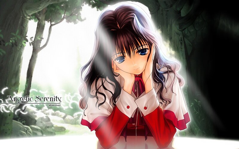 Anime girl in forest