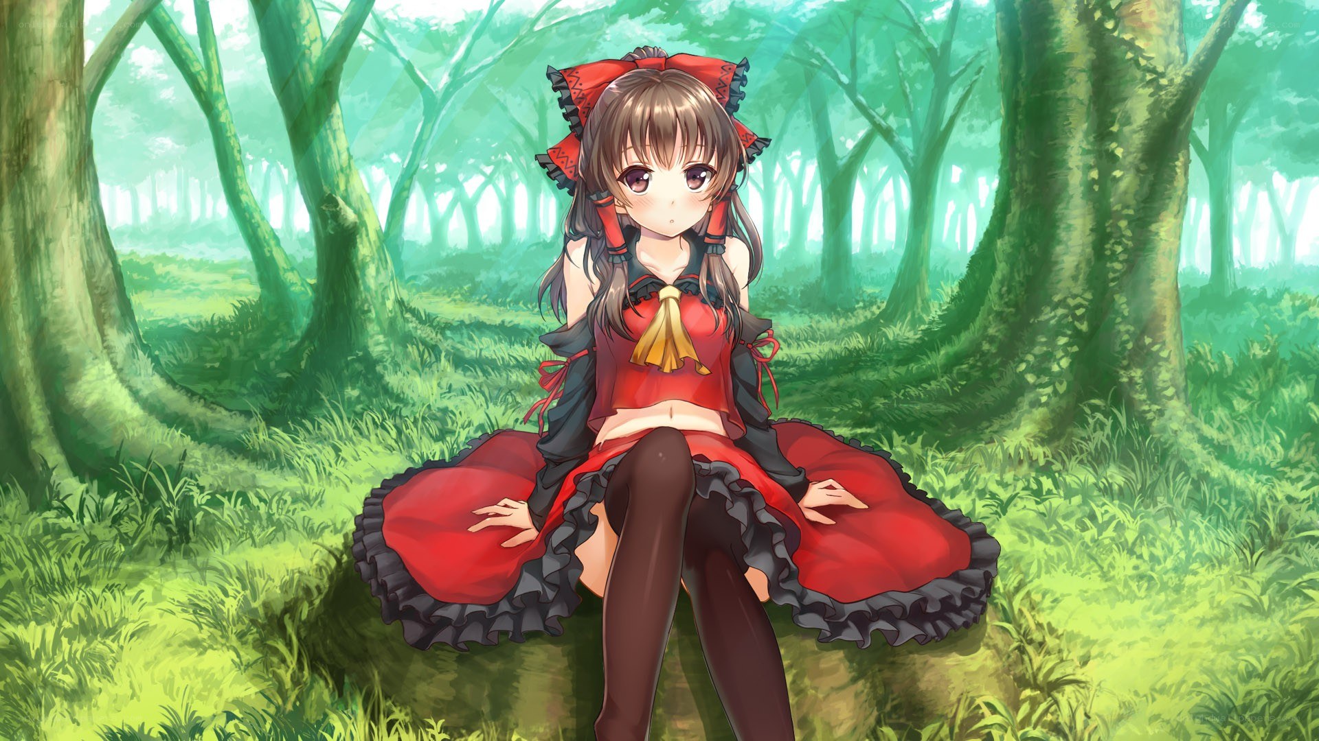 anime girl in forest