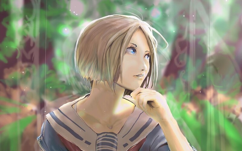 anime girl in forest
