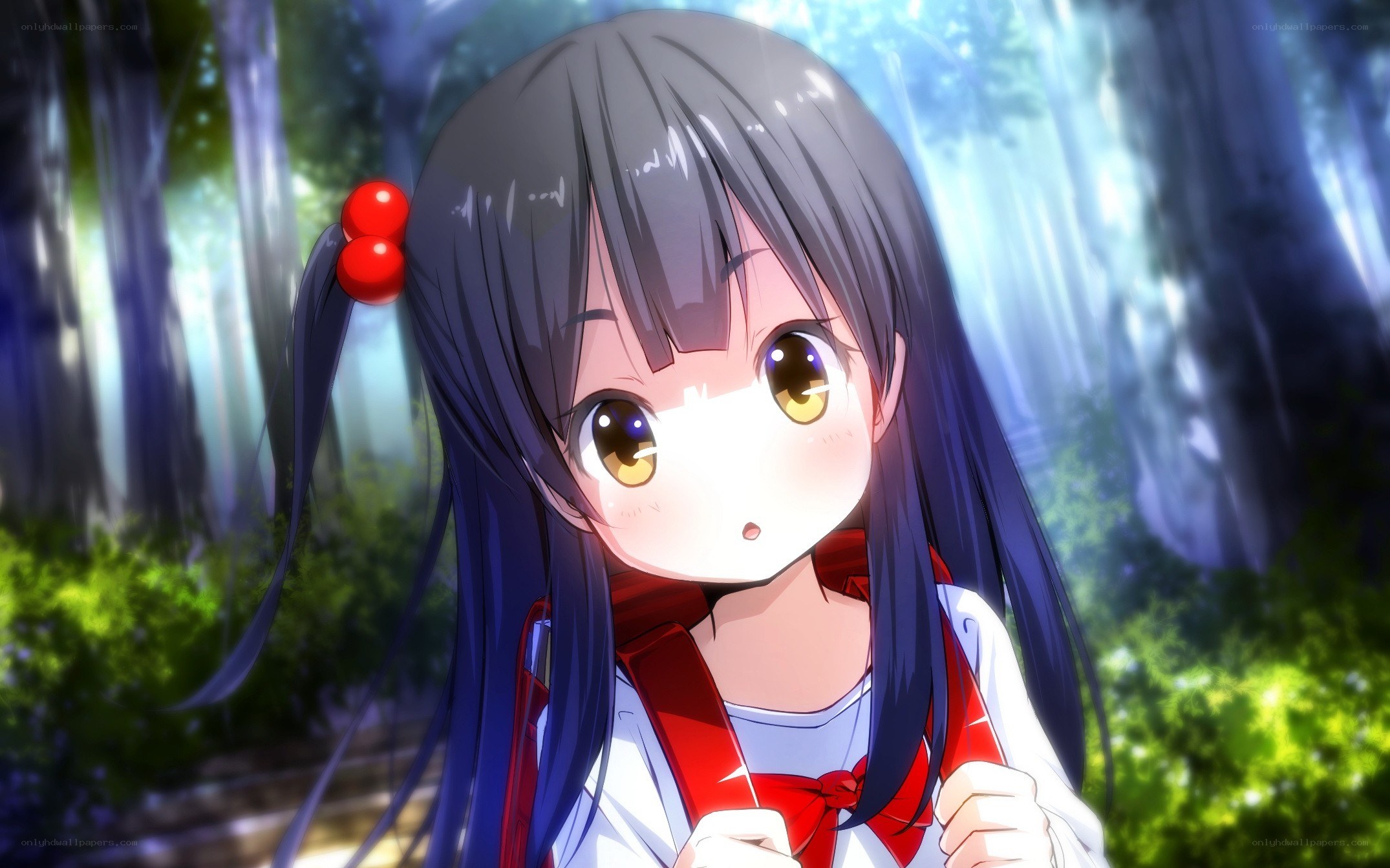 anime girl in forest