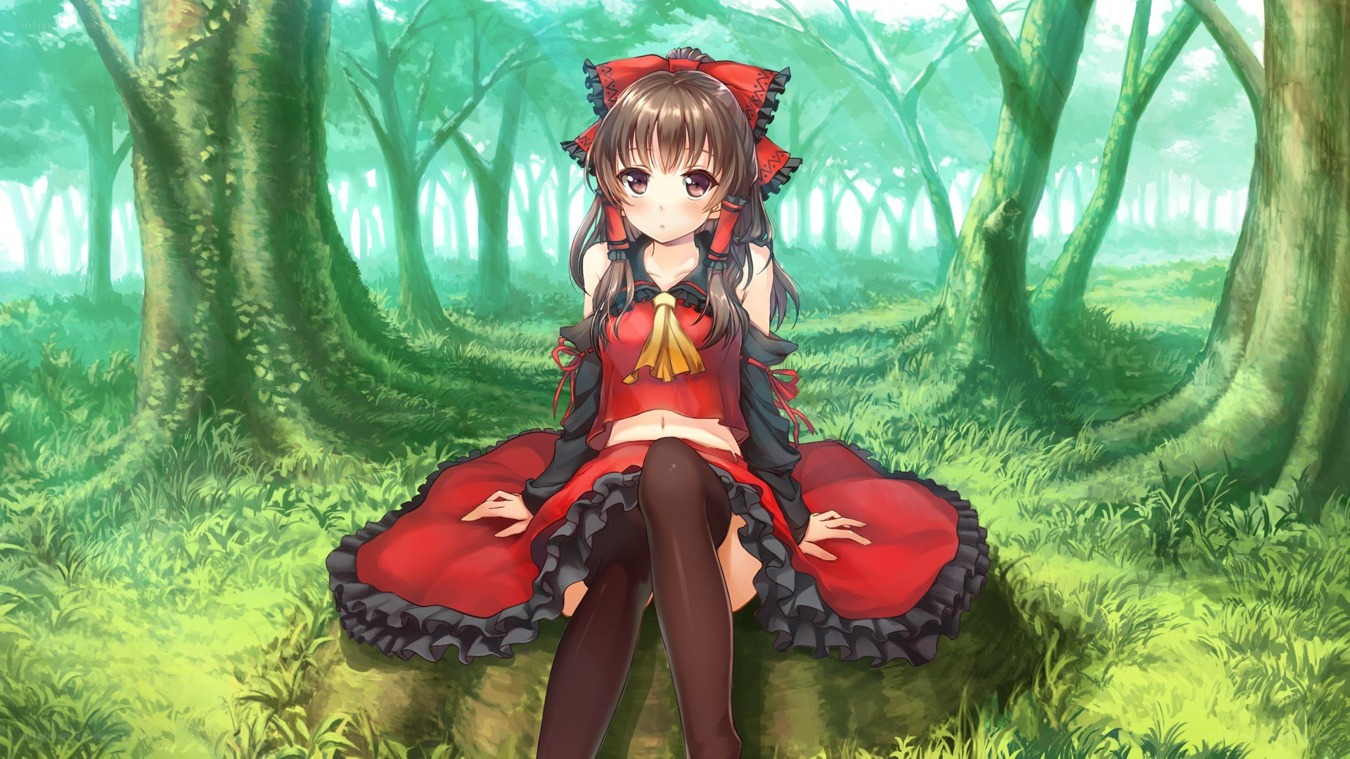 anime girl in forest