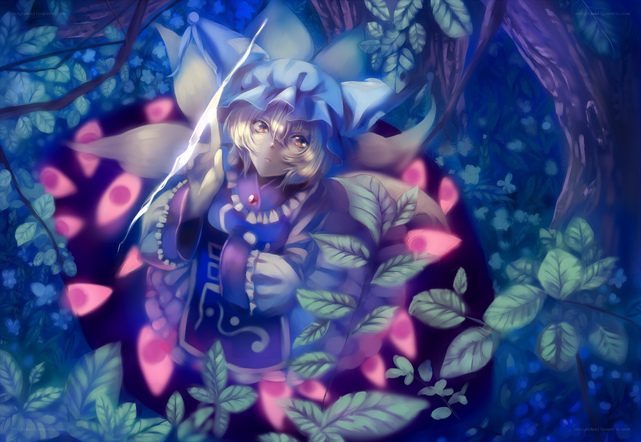 anime girl in forest