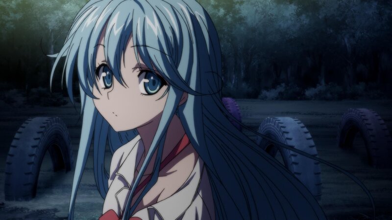 anime girl in forest at night