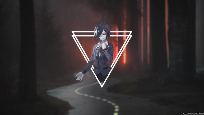 Anime Girl in Forest — Black, Dark, Mysterious