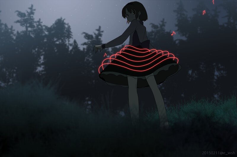 Anime Girl in Forest — Black, Mysterious