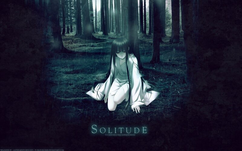 Anime Girl in Forest — Black, Somber