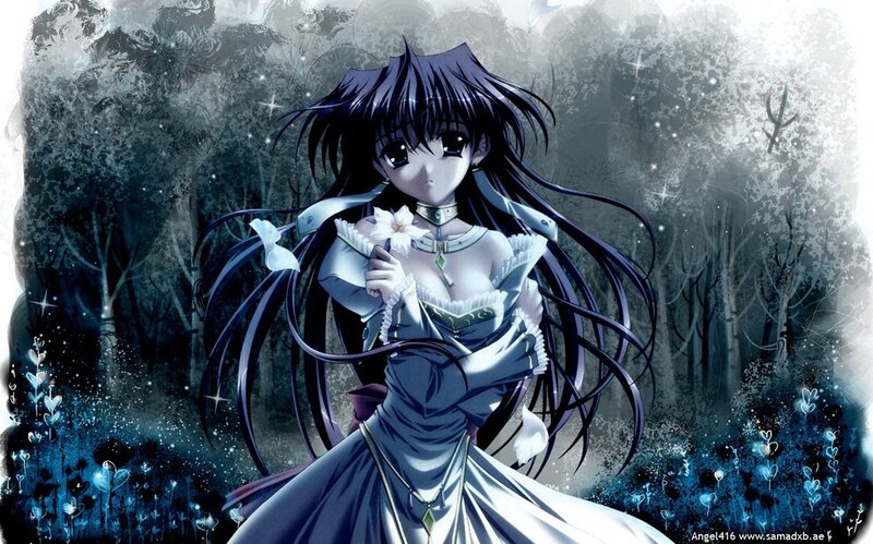 Anime Girl in Forest — Blue, Dramatic