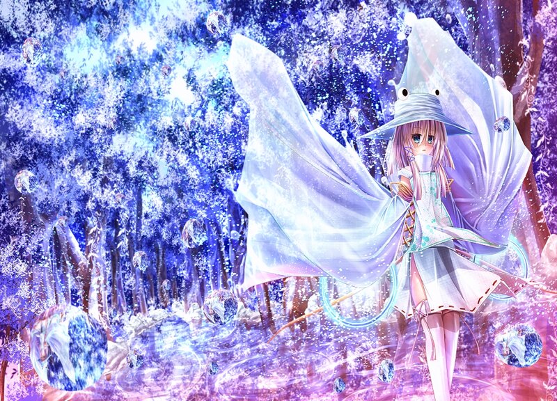 Anime Girl in Forest — Blue, Magical