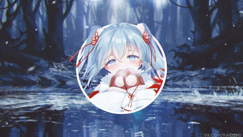 Anime Girl in Forest — Blue, Mysterious, Winter