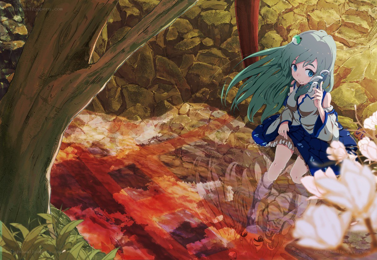 Anime girl in forest clearing