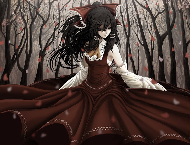 anime girl in forest dress