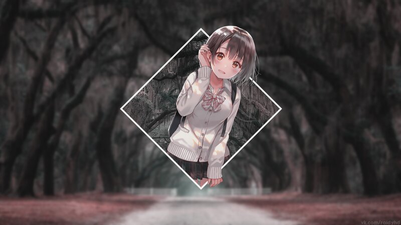 Anime Girl in Forest — Gray, Dramatic