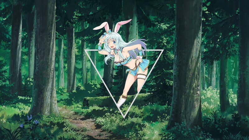 Anime Girl in Forest — Green, Playful, Afternoon, Bunny Ears