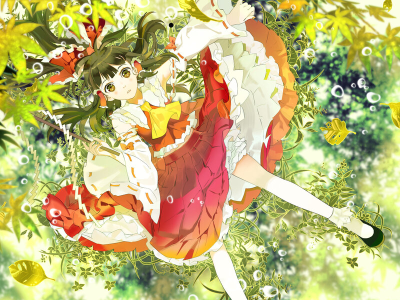 Anime Girl in Forest — Green, Playful
