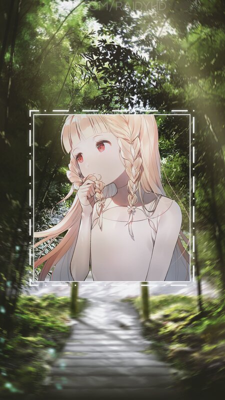 Anime Girl in Forest — Green, Serene, Afternoon, Digital Art, Path