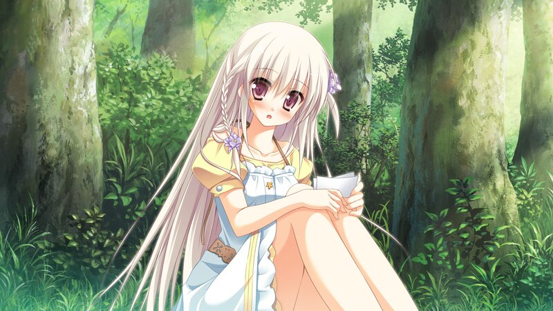 Anime Girl in Forest — Green, Serene, Afternoon, Paper