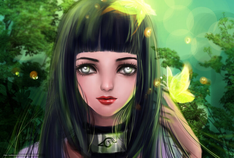 Anime Girl in Forest — Green, Serene, Digital Art, Butterfly