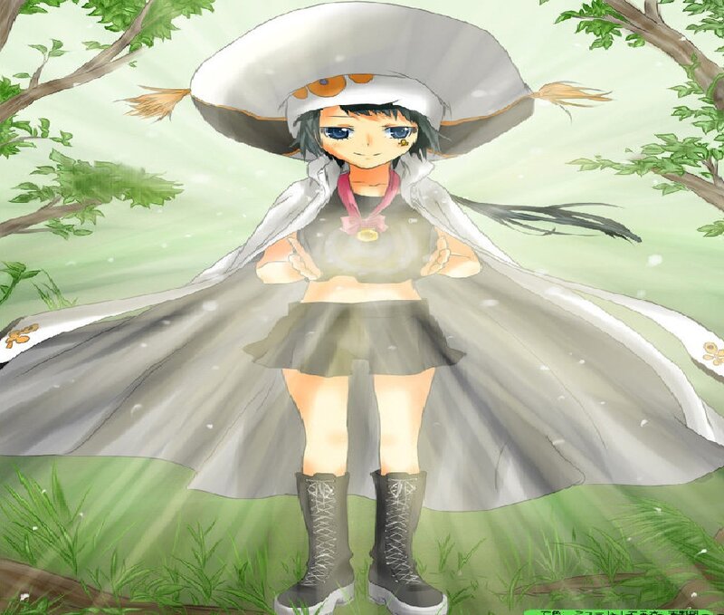 Anime Girl in Forest — Green, Serene, Spring
