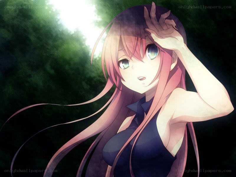 anime girl in forest light
