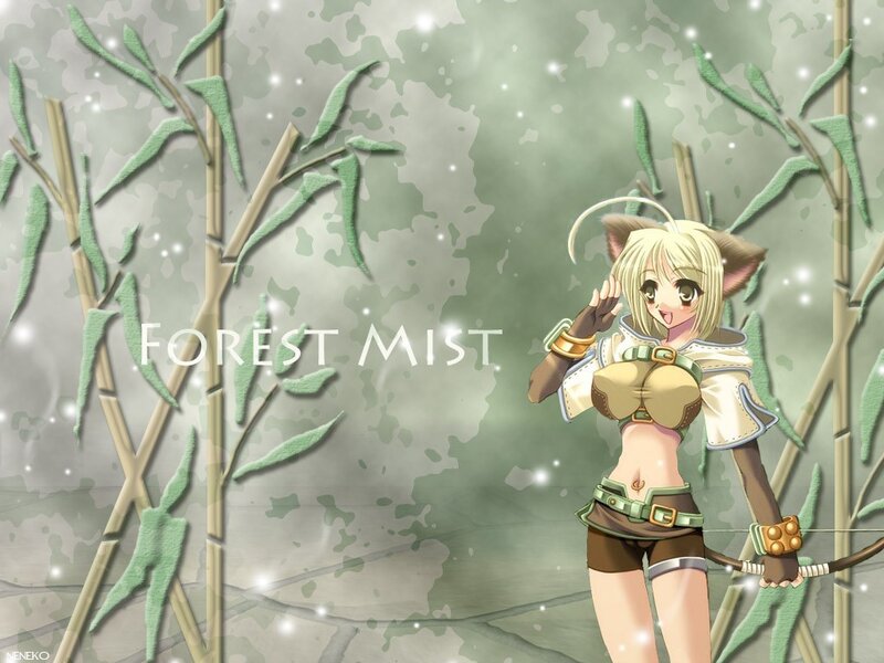 Anime girl in forest mist
