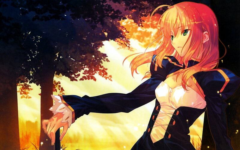 Anime Girl in Forest — Orange, Dramatic