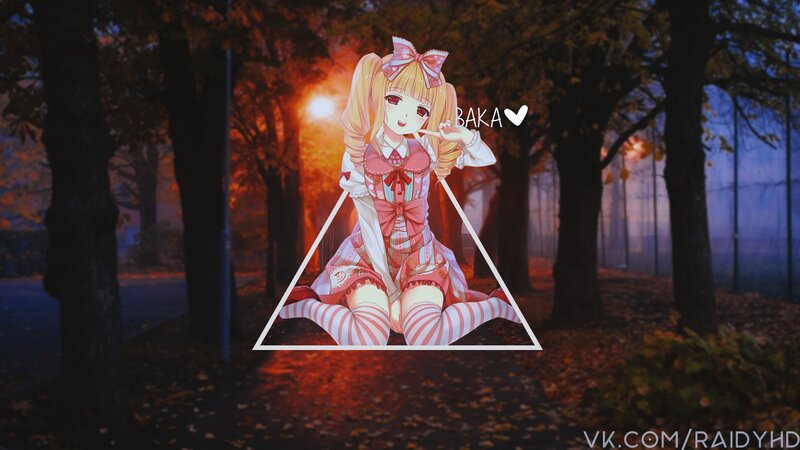 Anime Girl in Forest — Orange, Serene, Autumn, Digital Art, Trees
