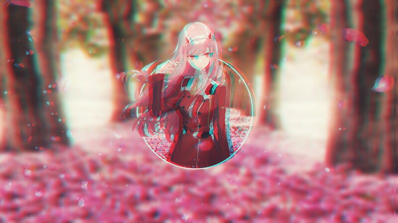 Anime Girl in Forest — Pink, Dreamy
