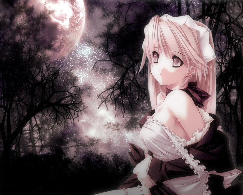 Anime Girl in Forest — Pink, Mysterious