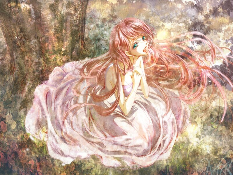 Anime Girl in Forest — Pink