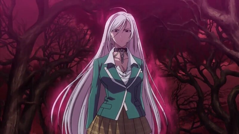 Anime Girl in Forest — Purple, Dramatic, Night, School Uniform