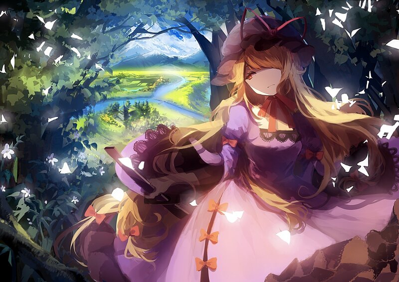 Anime Girl in Forest — Purple, Serene, Afternoon