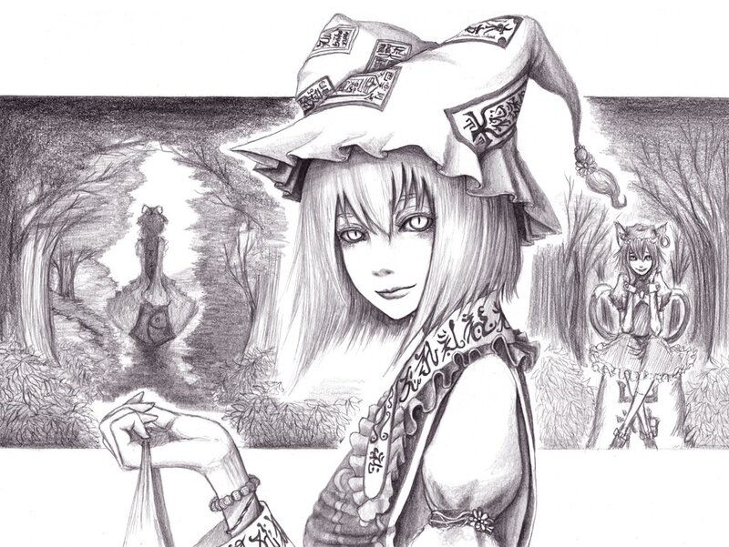 anime girl in forest scene