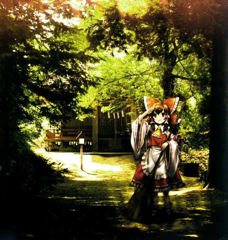 Anime girl in forest shrine
