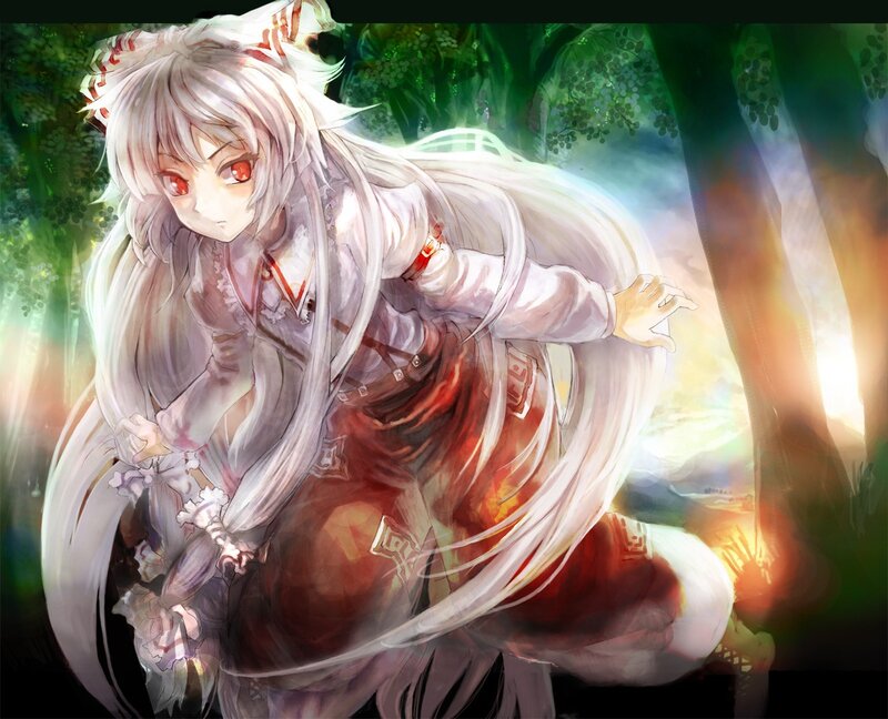 Anime Girl in Forest — White, Dramatic